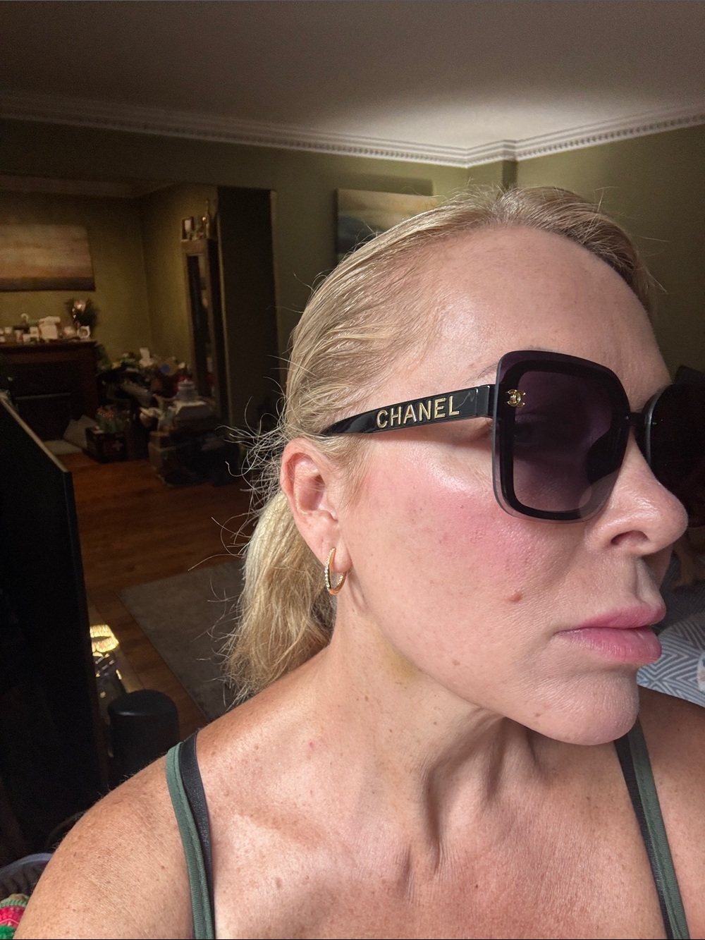CHANEL Black Gradient Square Sunglasses with Gold CC Accents New with case. - Picture 9 of 11